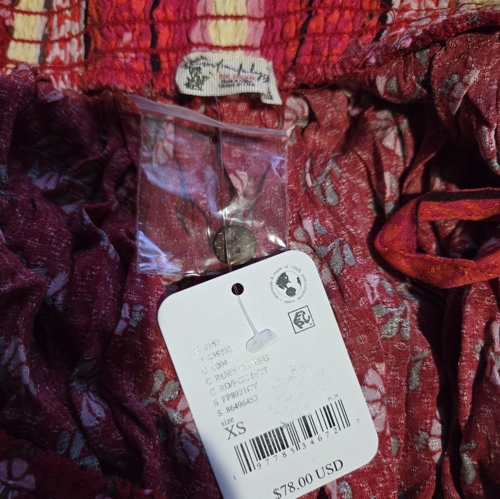 NWT Free People Rute the world Romper -Ruby Combo, Size XSMALL - Picture 6 of 6